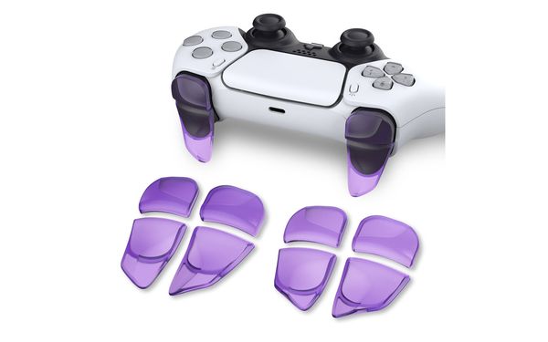 PlayVital Performance 2 Pairs Shoulder Buttons Extention Triggers For DualSense Controller - Clear Purple