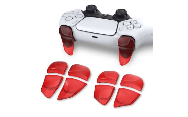 PlayVital Performance 2 Pairs Shoulder Buttons Extention Triggers For DualSense Controller - Clear Red