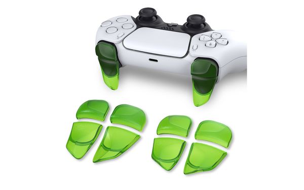 PlayVital Performance 2 Pairs Shoulder Buttons Extention Triggers For DualSense Controller - Clear Green