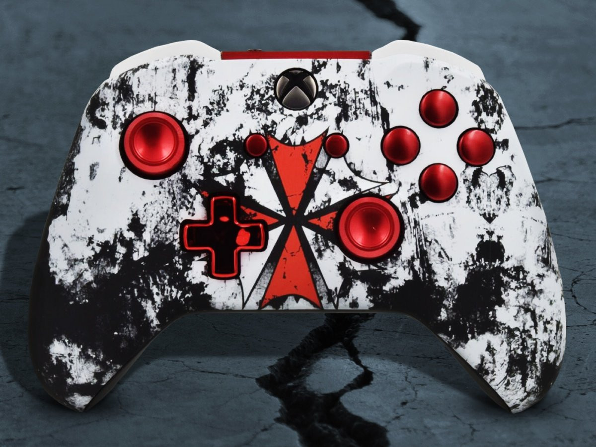 Xbox One S Resident Evil Custom Controller With Red Accents