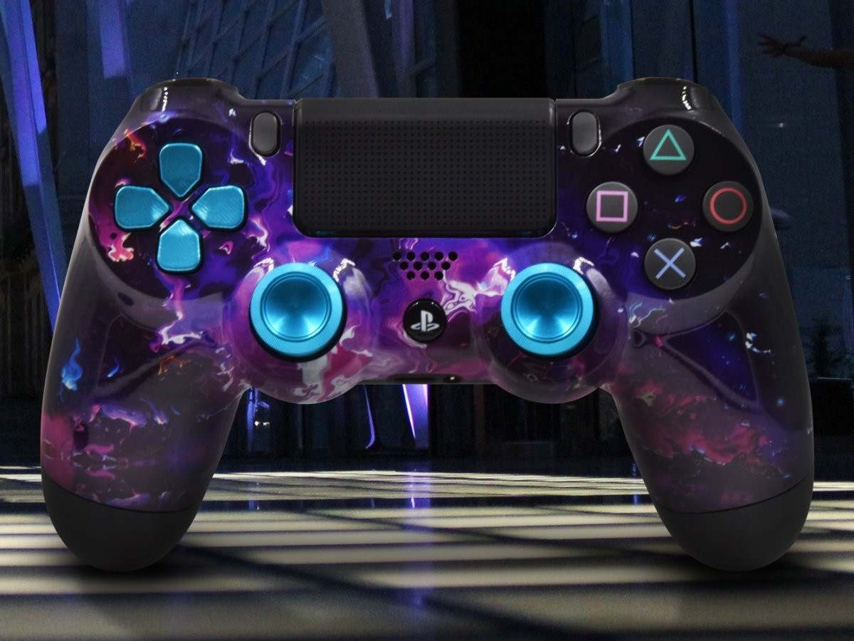 Custom PS4 Dark Matter Controller With Aluminum D-pad and Thumbsticks